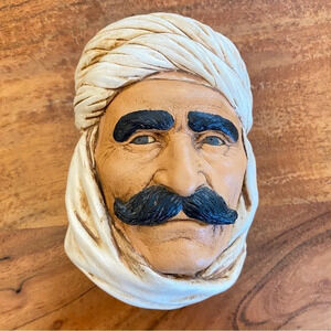 Vintage Bossons Arab Persian Bedouin Man Chalk ware Head Made In England